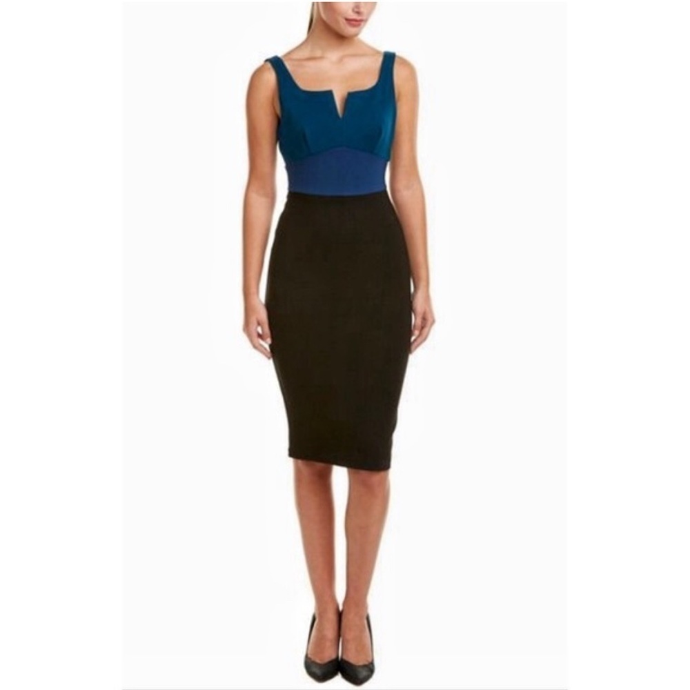 Six Crisp Days Women's Blue and Black Midi Bodycon Dress Size Small